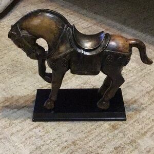 Elegant Brown Horse Clay Sculpture
